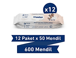Giggles Bariyer Kremli Perine ve Vücut Temizleme ve Bakım Havlusu (12x50 Adet)